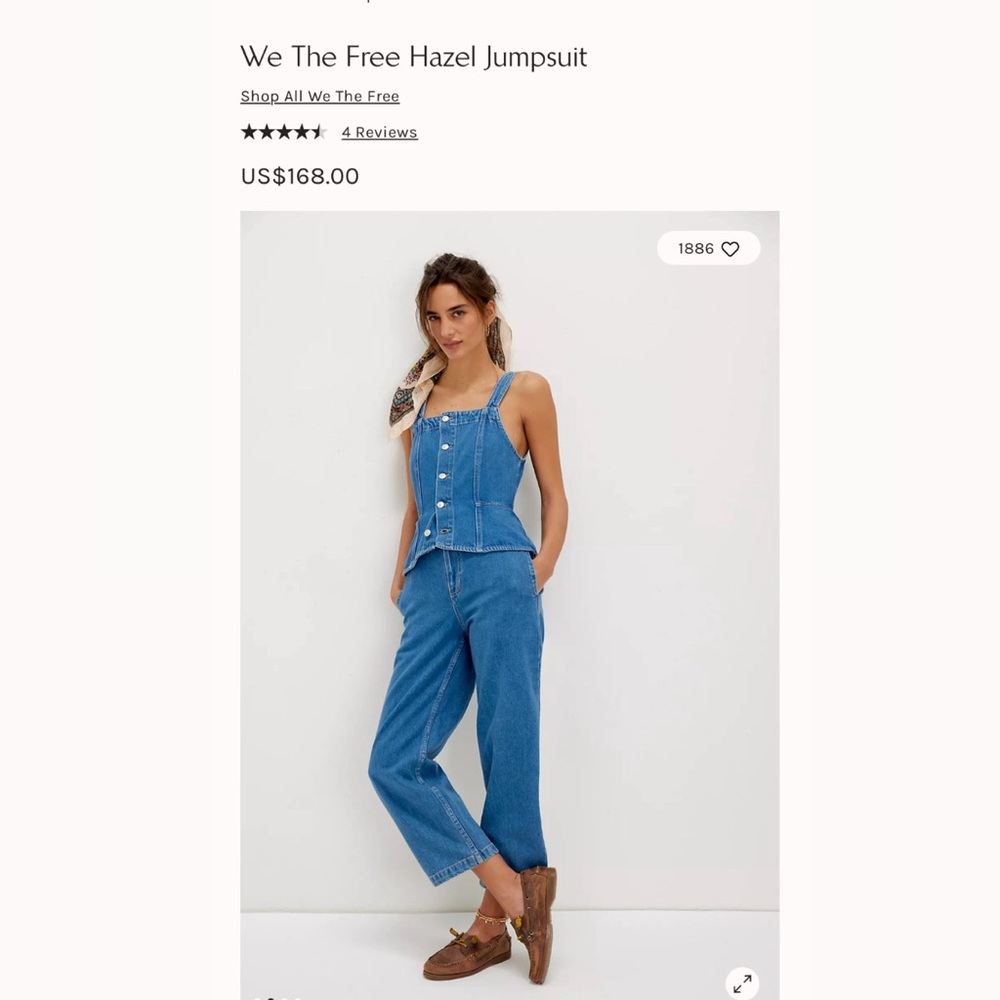 We The Free Blue Denim Overalls Vintage Style
Brand New With Tags